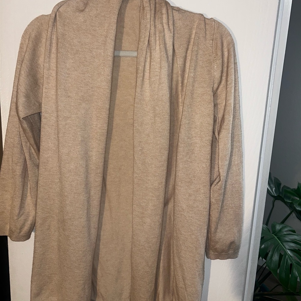 Zara Beige Open-Front Cardigan